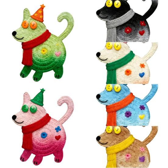 6PCS Wooden Coaster Cute Insulation Non-Slip Design Puppy Shape Thermal Durable B