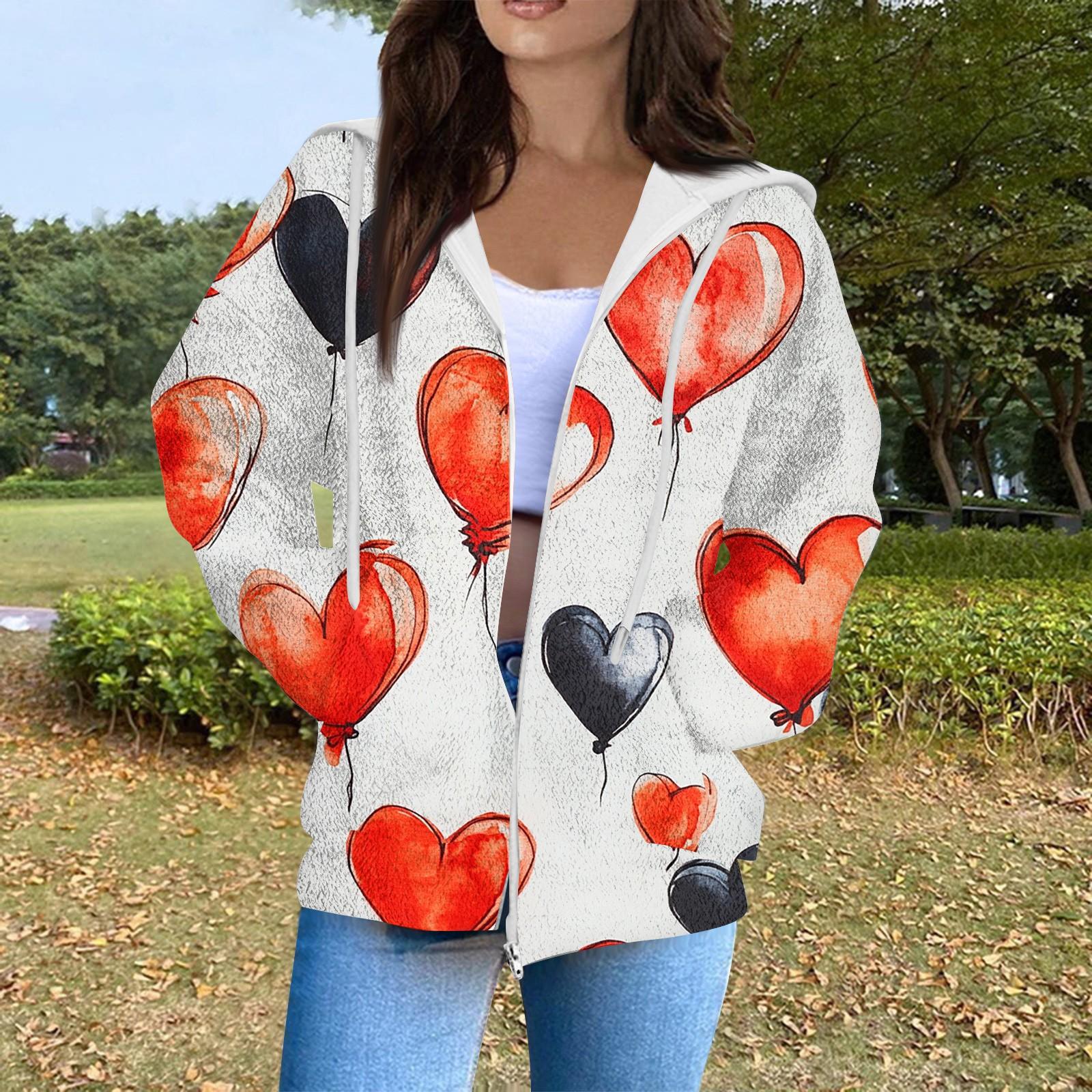 

Женская мода повседневная куртка-кардиган с длинным рукавом и принтом ко Дню святого Валентина с карманом на молнии M шафрановый