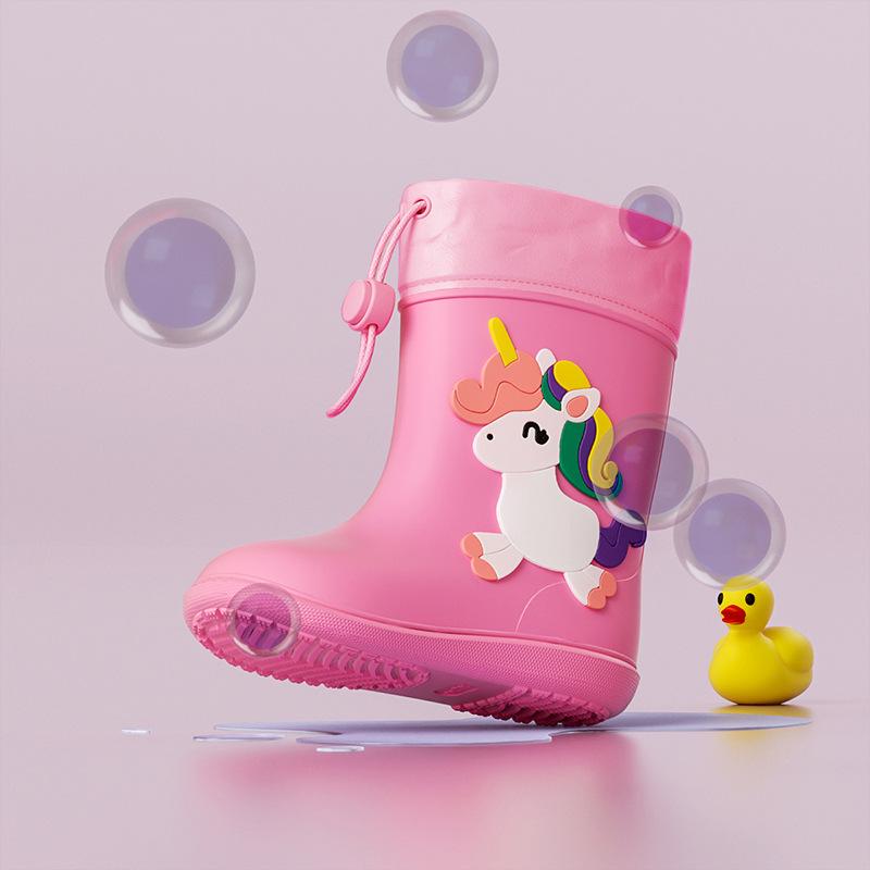 Kids Girl Boy Rain Boots Waterproof Toddler Rainboots Children's Shoes Rubber Boots Kids Baby Cartoon Dinosaur Water Shoes Boots