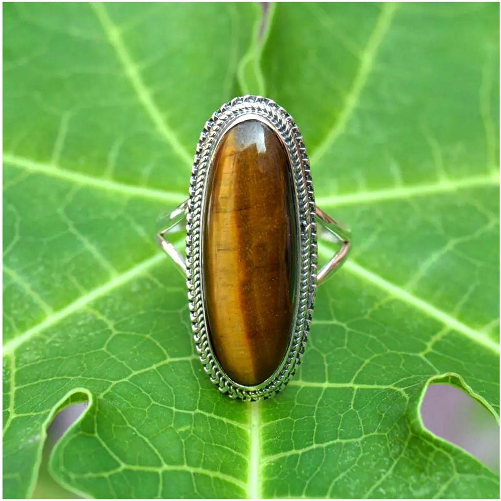 Tiger Eye 925 Sterling Silver Ring – Handmade Gemstone Jewelry