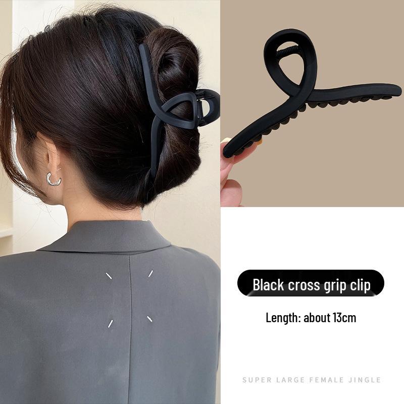Premium Coffee-Colored Frosted Hairpin - Large All-Match Shark Clip for Elegant Hairstyles