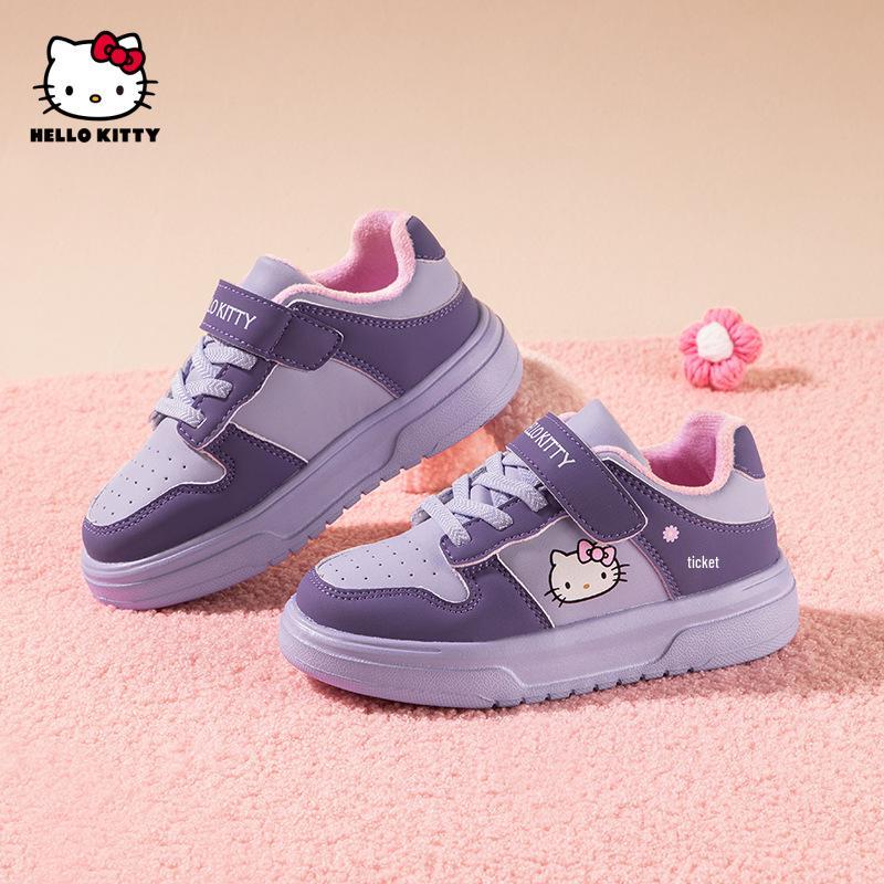 Cartoon Girls' Sports Shoes: Versatile White Non-Slip Skate Shoes for Kids, 2025 Autumn/Winter Collection.
