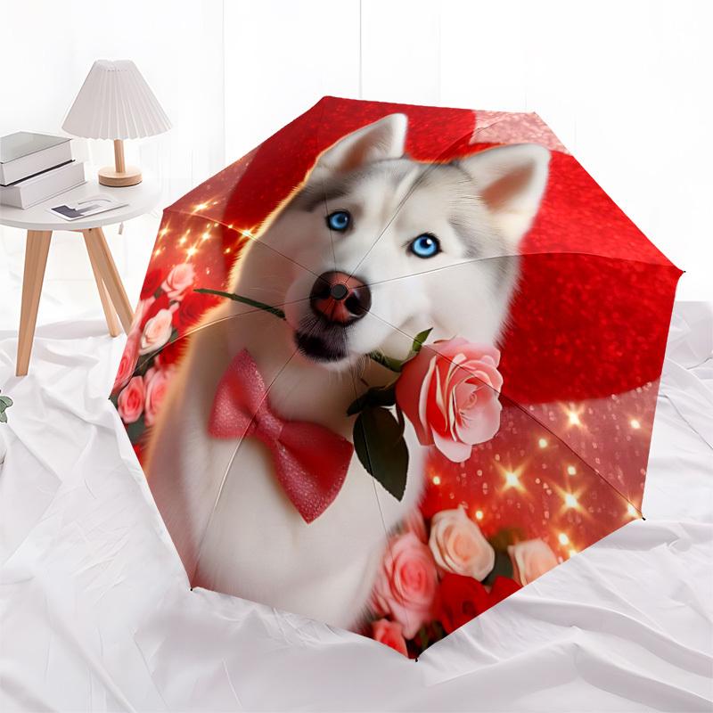 1PC Siberian Husky Automatic Open/close, All-Season Portable Folding Umbrella for Women & Men yy250919164