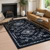 Black and White Area Carpet Living Room Bedroom Dining Table Home Office Mat Aztec Tribal Moroccan Non-Slip Large Washable Rug