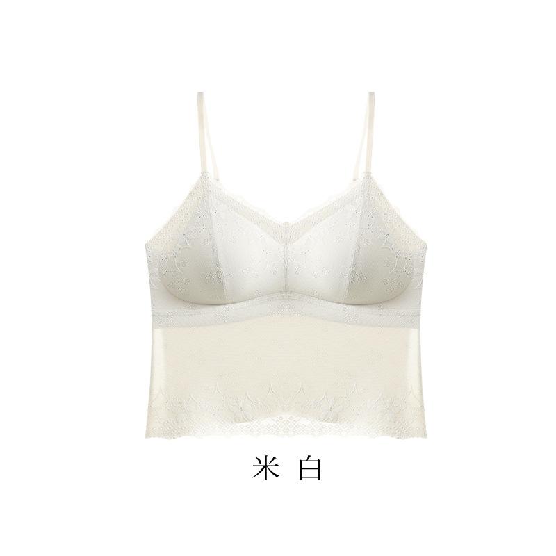 Lace Suspender Summer Thin Free Bra Seamless Backing Top Thin Anti-light Vest -
