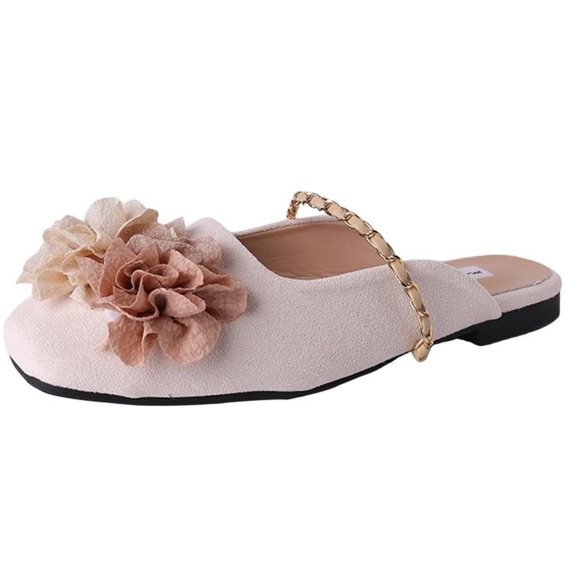 French Evening Wind Niche Baotou Half Slippers Women's 2025 Spring and Summer New Exterior Wear Fashion Versatile Flat Bottom Cool Slippers Tide
