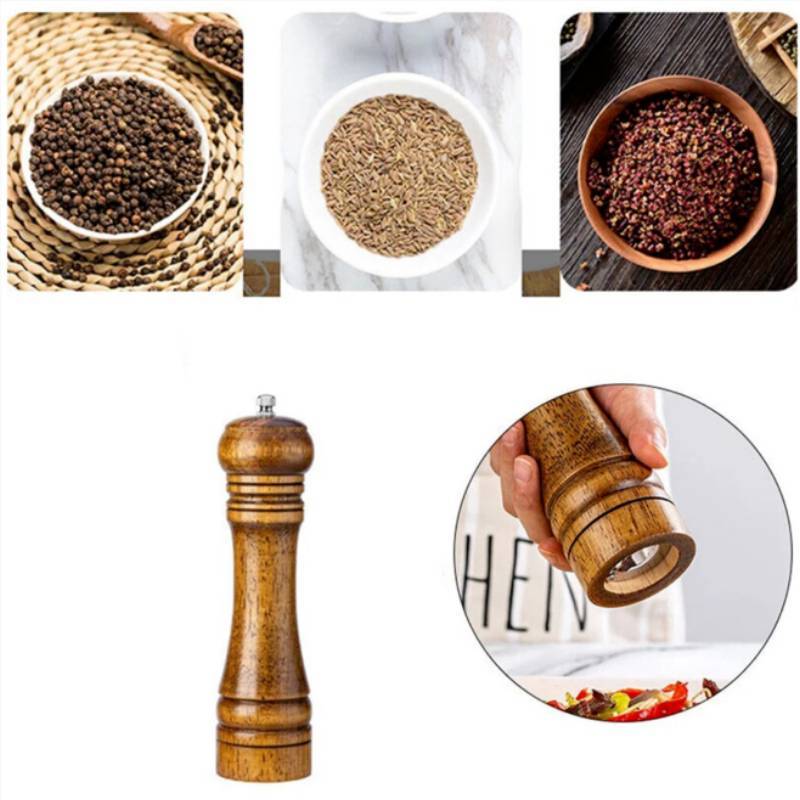 Antique Finish Wooden Spice Grinder With Manual Pepper And Salt Mill For Cooking Enthusiasts