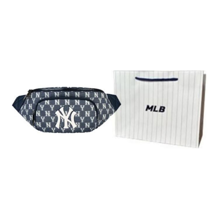 New MLB Monogram Collection Denim Combo Bag One Shoulder Sling Bag Fanny Pack Regular Unisex Denim Denim Blue 32BGCA011-50N
