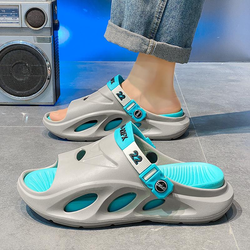 Foreign Trade Sandals Men's Light and Breathable Beach Shoes Men's One-word Drag Soft-soled Casual Driving Slippers Men's Tide