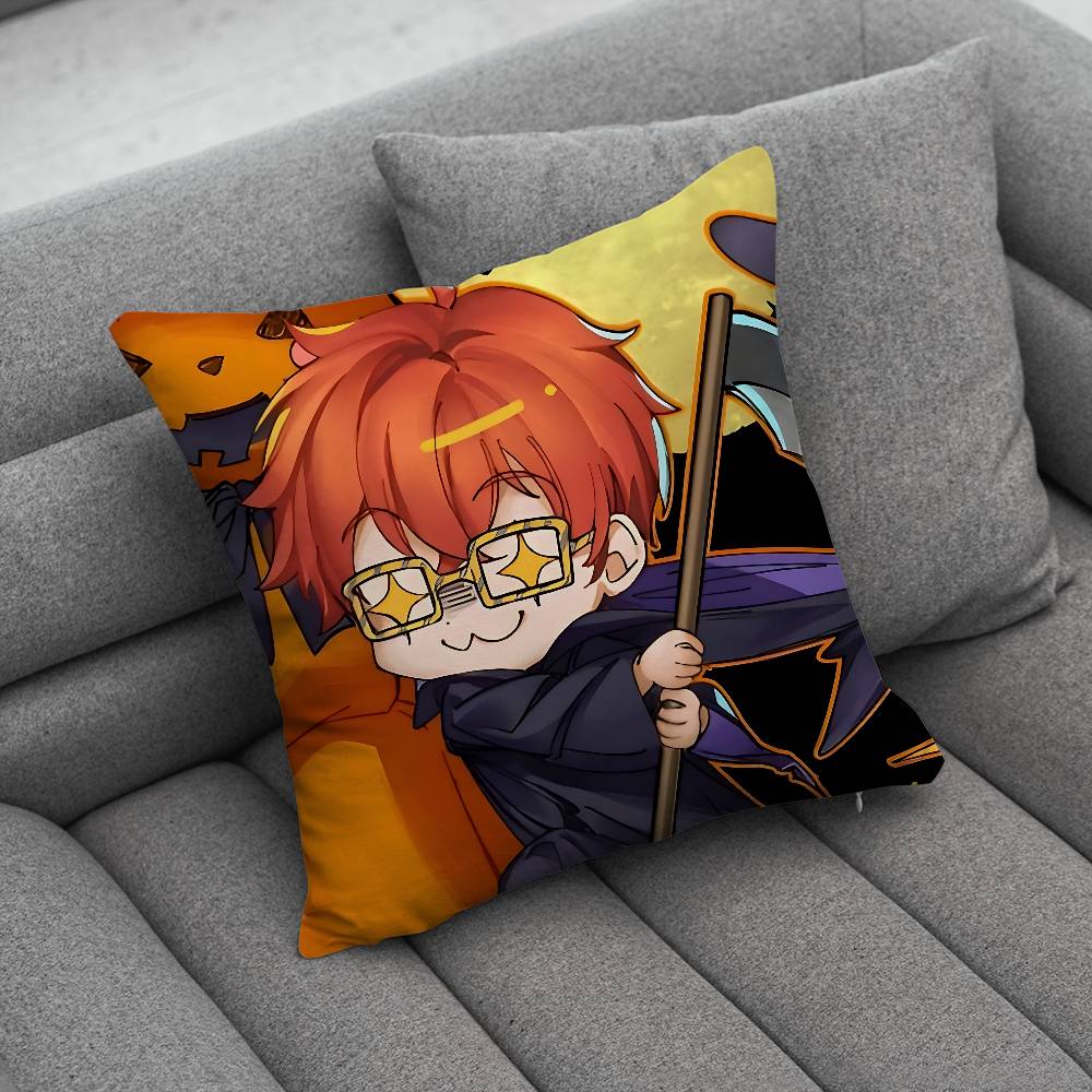 Anime Mystic Messenger Game 707 Pillow Case Antidustmite Pillowcase Invisible zipper silky short plush Sofa cushion cover
