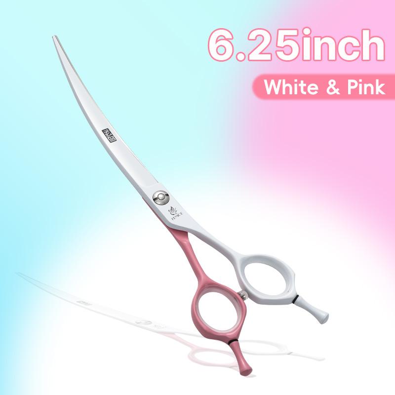 Fenice Macaron Color JP440C Steel 6.25/7/7.25 Curved Pet Grooming Scissors Dog Hair Trimming Shears for Pet Beautician Groomer