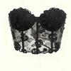 Black Hot Girl Mesh Embroidered Underwire Bustier Tank Top