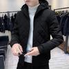 Men Cotton Coat Hooded Long Sleeve Solid Color Zipper Placket Quilted Jacket Elastic Hem