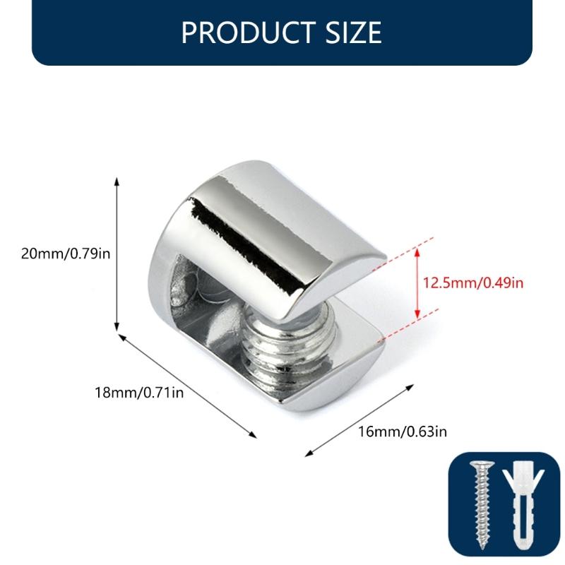 10Pcs Adjustable Zinc Alloy Glass Clip Cabinet Shelf Support Plates Bathroom Glass Holders for Fixing Bathroom Glass