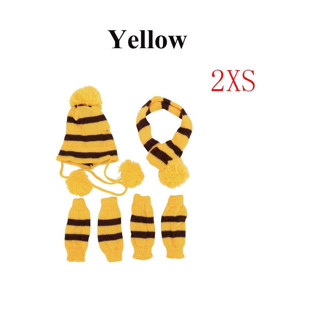 6Pcs/Set Cosplay Dressing Up Stripe Knitted Puppy Costume Pet Warm Hat Scarf Dog Socks Cat Clothes