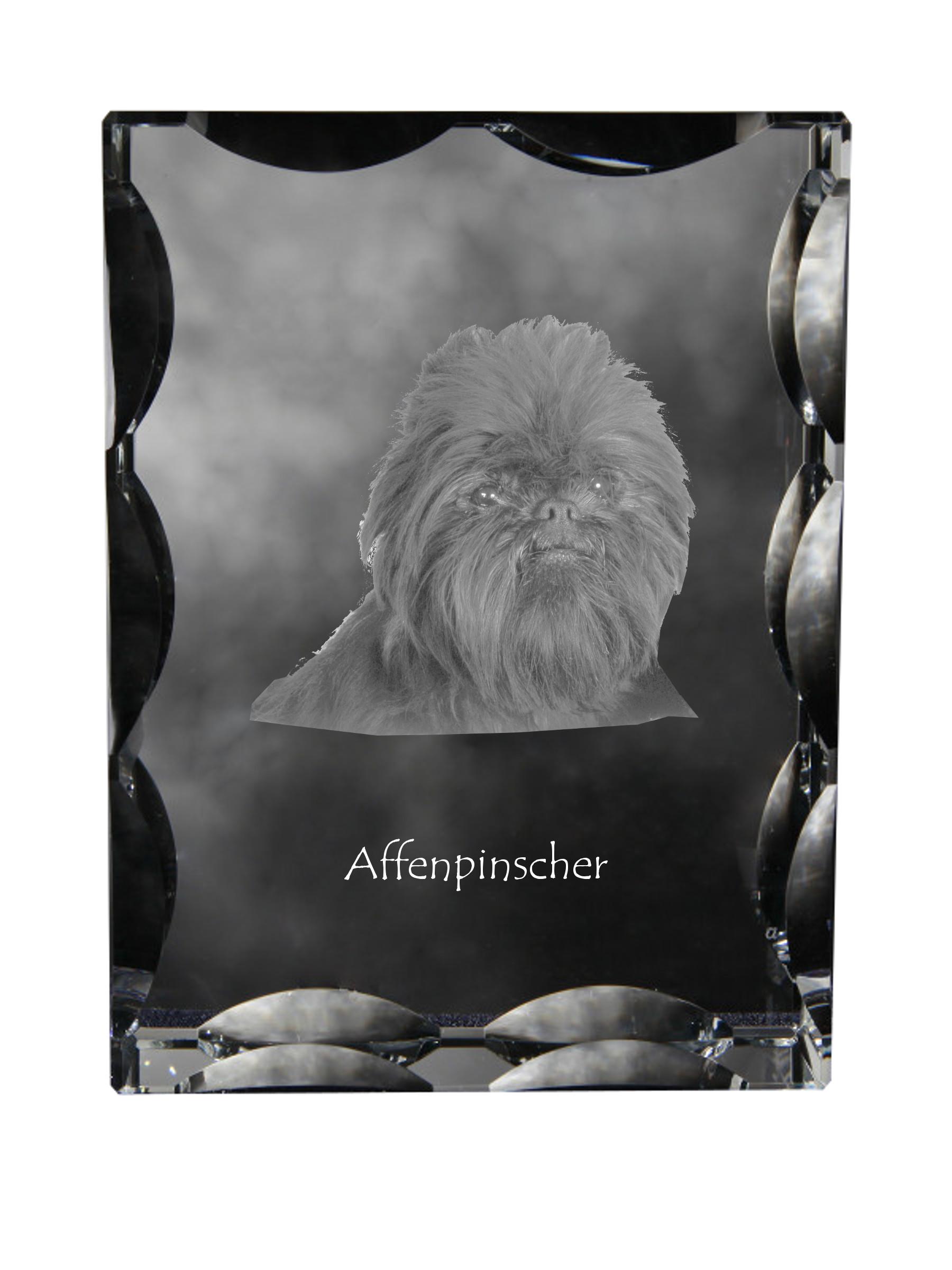 

Affenpinscher, Affen, Affie - crystal with a picture of a dog, glass statuette with a picture, unique frame with a picture from Art-Dog brand прозорий