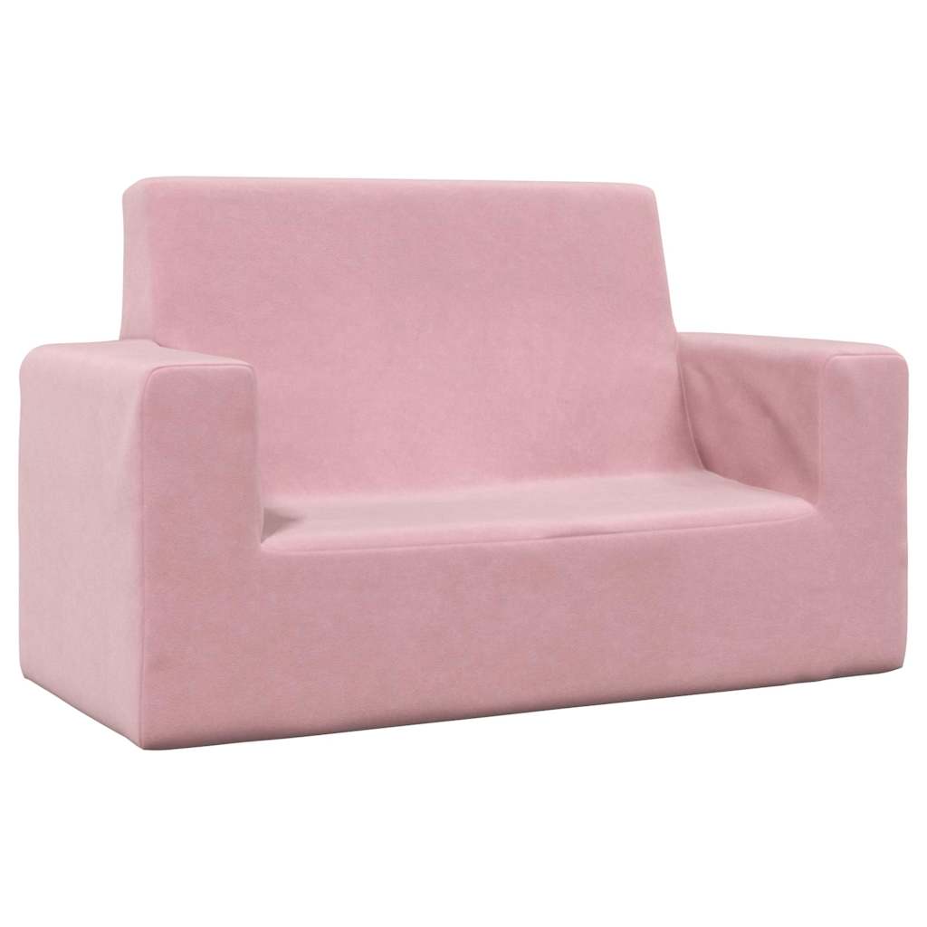 Kids  2 Seater Sofa Pink Soft Plush
