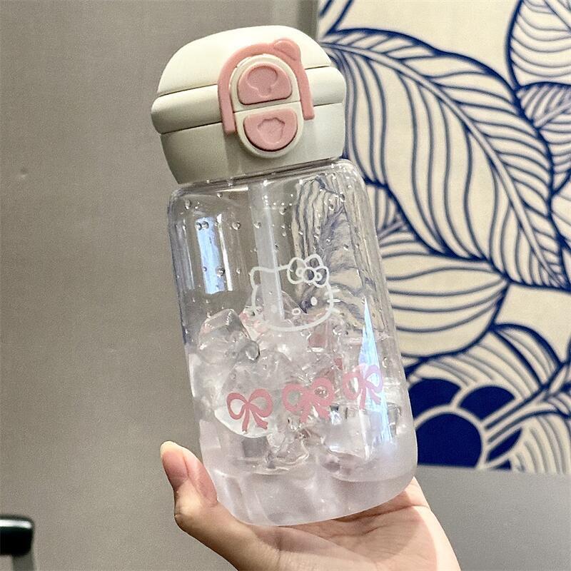 500ml Hello Kitty Brčko Kelímek Roztomilý Přenosný Plastový Kelímek Jednoduchý Studentský Dvojitý Kelímek na Pití Sportovní Nepropustný Kelímek na Vodu Dárek pro Dívky