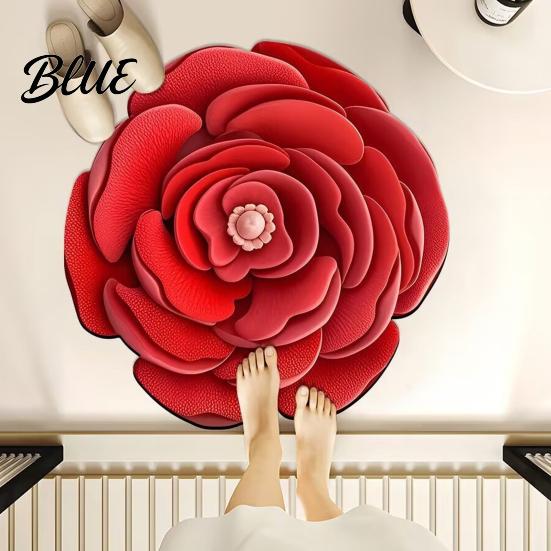 Realistic Decorative Rug Shape Entrance Absorbent Non-Slip Bath Mat 3D Flower Floor Three-dimensional for Living