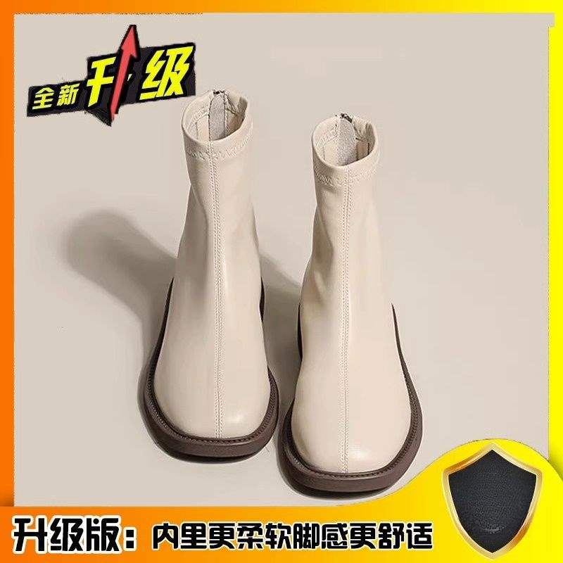 Short boots for women 2026 new autumn short boots slim Chelsea boots with fleece women's short boots