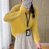 Spring New Back Button Design Knitted Blouse Women's Short Bright Silk Thin Sweater Long Sleeve Hollow Shirt