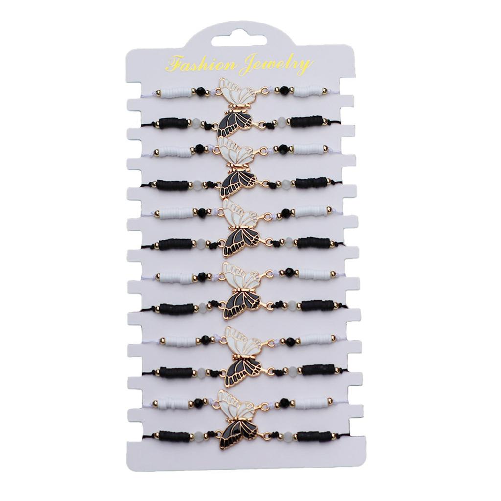 Wholesale 6Pcs Butterfly Bracelet Set Women Braided Rope Small Beads Friendship Couple Braslet Magnetic Adjustable Hand Jewelry