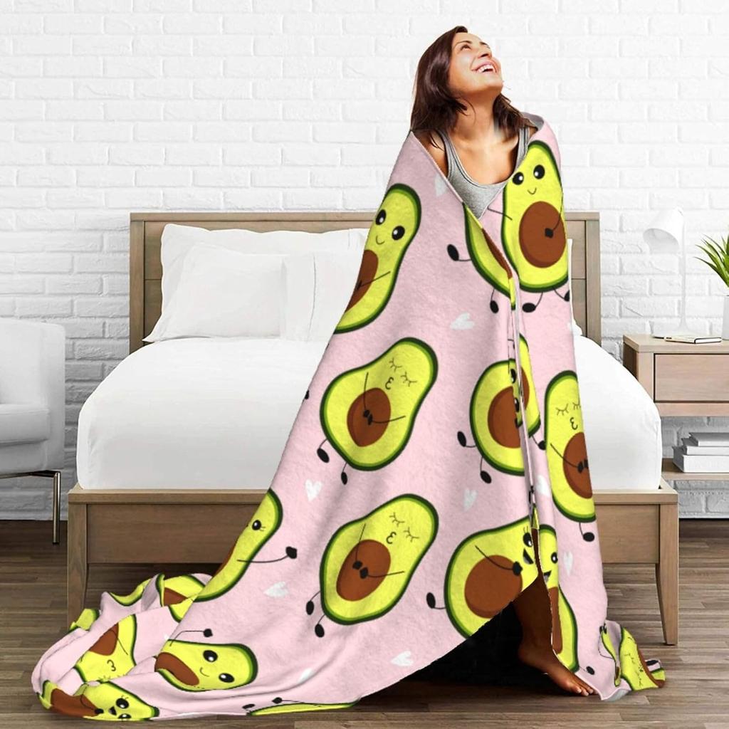 Süße Cartoon-Avocado-Musterdecke Lustige Avocado Weiche Gemütliche Überwurfdecke für Sofa Couch Bett Nickerchen Warmes Geschenk für Kinder Alle Jahreszeiten