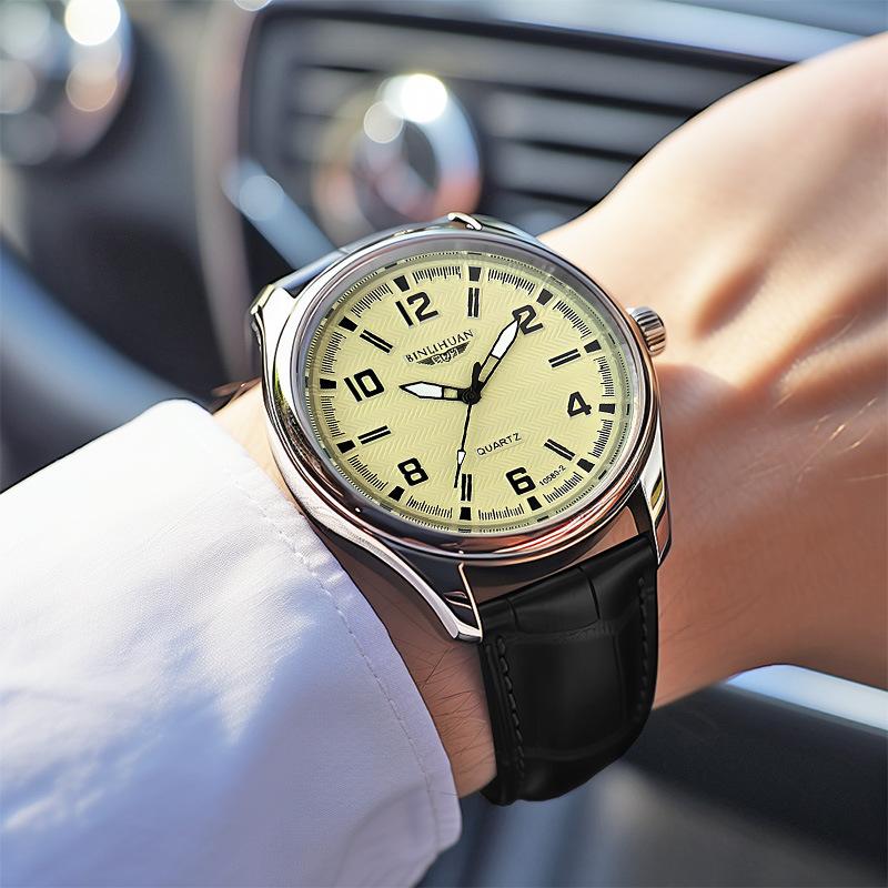 Men Wristwatch Business Quartz Clock Leather Sport Watch