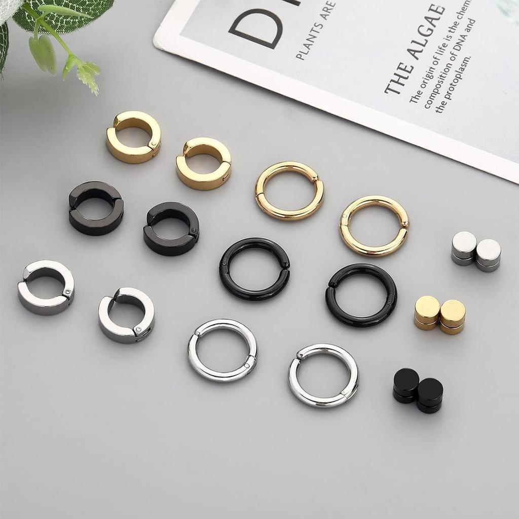1 Pair Stainless Steel Magnetic Non-piercing CZ Stud Earrings Unisex Punk Hoop Earring Ear Clips For Men Women