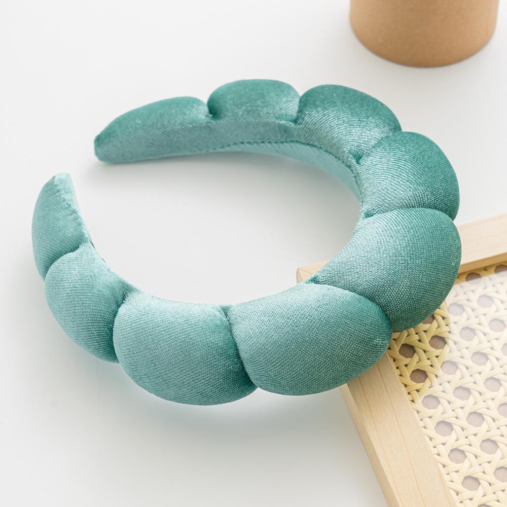 

Корейская велюровая спа-повязка на голову - Губка для волос с высоким черепом зелёный