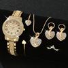 Ladies Cornucopia Diamond Watch Set Bracelet Accessories Fashion Quartz European Beautiful Women Watch Set