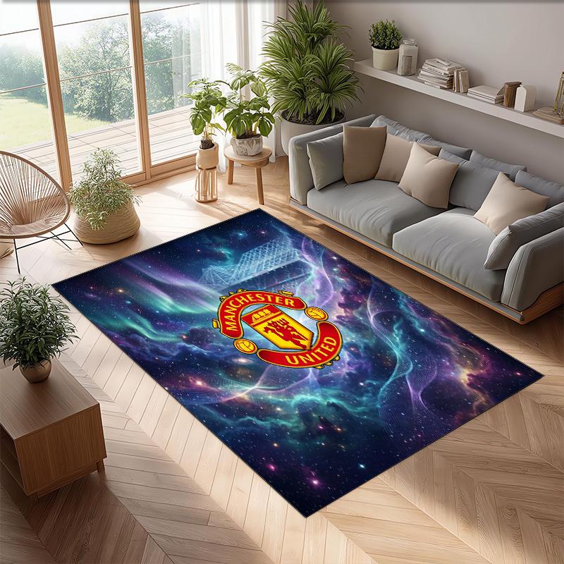 Tappeto in Flanella Stampato Manchester United Antiscivolo Morbido Poliestere Tappeto per Pavimento Tappetino Decorativo per Interni per Camera da Letto Soggiorno Divano