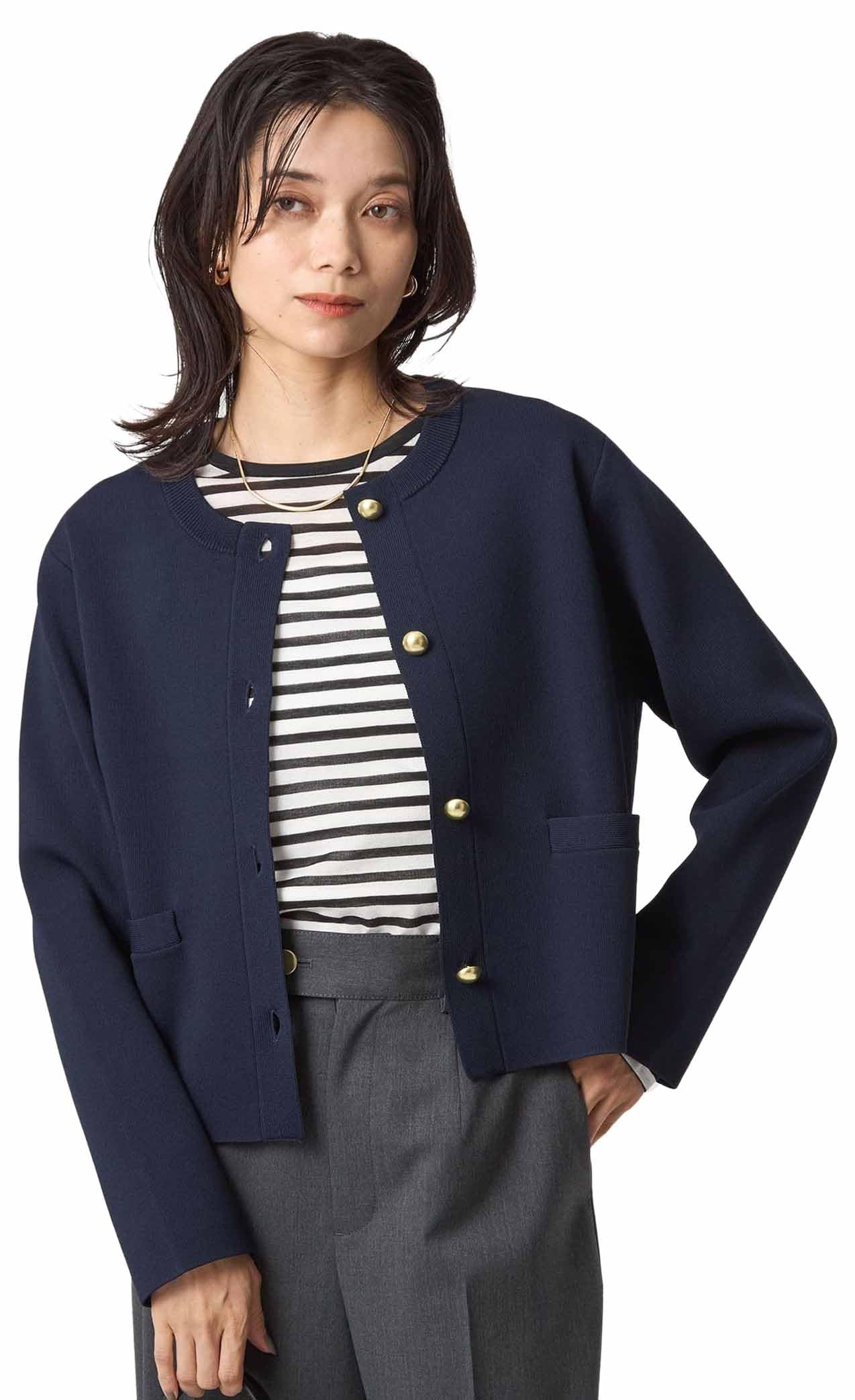 

United Arrows Green Label Relaxing Form Gold Button Knit Cardigan - Washable - 35281000001 7900 NAVY (79) Free Shipping