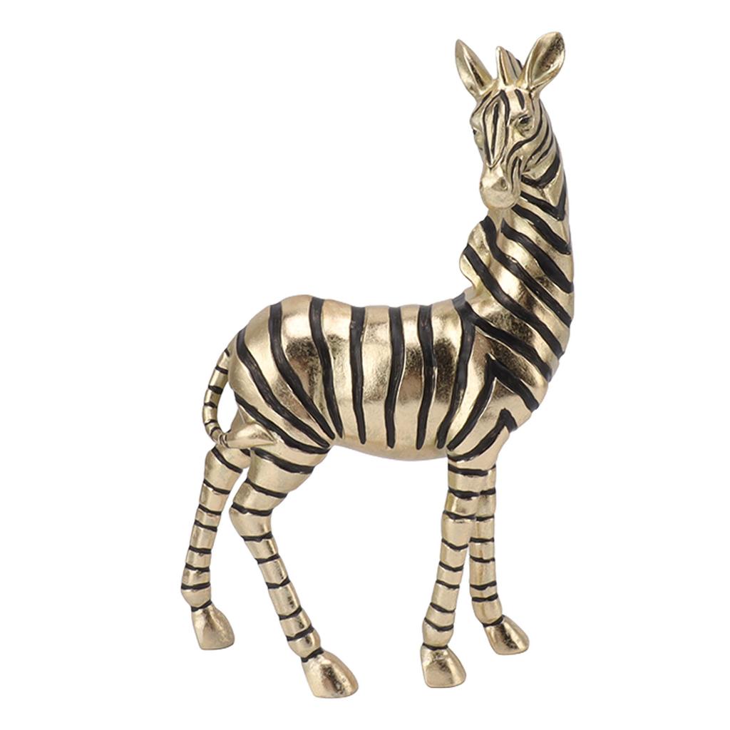 Resin Zebra Statues Gold Vivid Slip Resistant Compact Simulated Animal Statues for Home Decoration