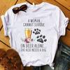New Women's T-Shirt Graphic Flower Never Walk Alone Dog Paw Flower Fashion Printed Top Female T Shirts Harajuku Ladies Clothes