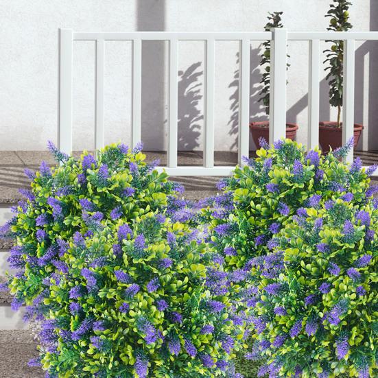 Künstlicher Lavendel-Formschnitt-Ball UV-beständig Falscher Buchsbaum Strauch mit Erdspieß Unechte Immergrüne Baum Pflanze für Innen Außen