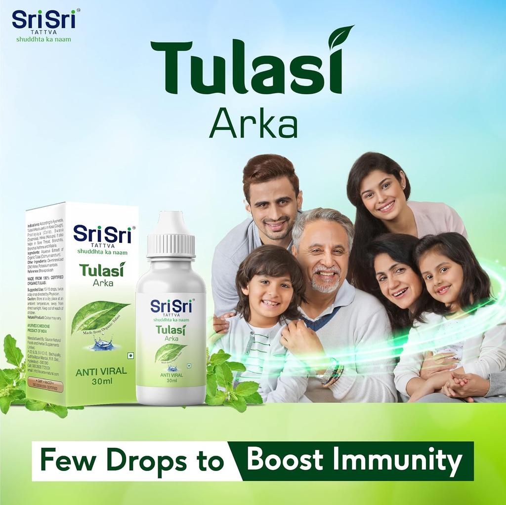 Sri Sri Tattva Tulasi Arka 30ml Pack of 1 | Natural Immunity Booster Drops for Adults