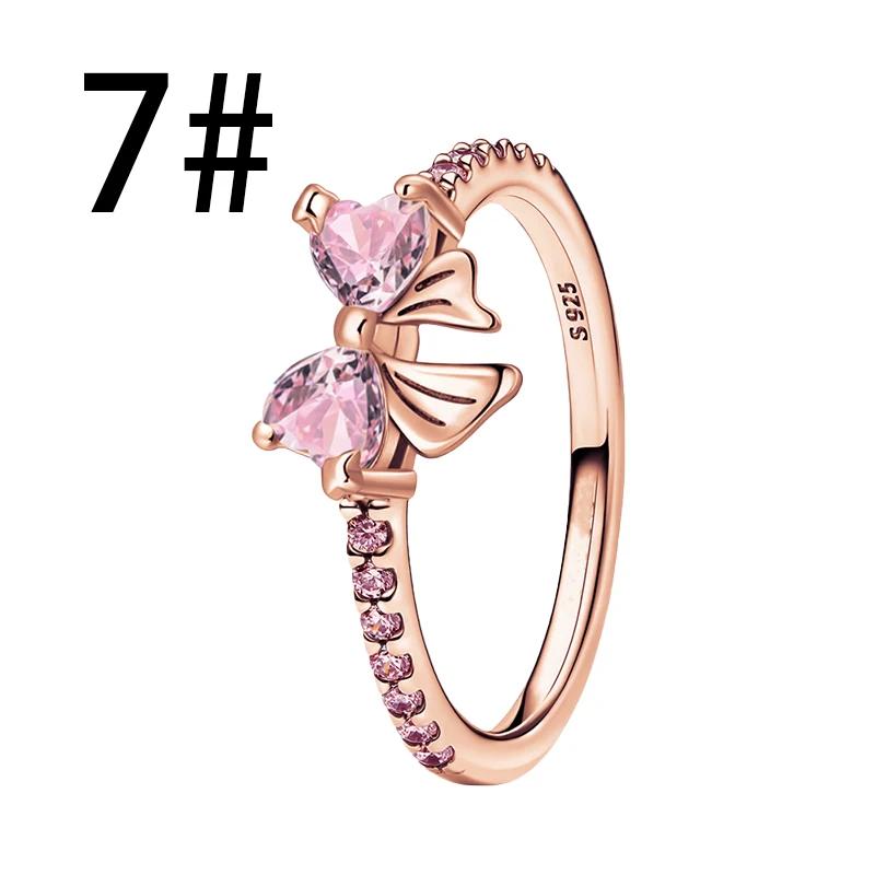 925 Silver Charms Colorful Bow Set Earrings Ring Beads Pendant for Women Bracelets Necklaces DIY Jewelry Gift