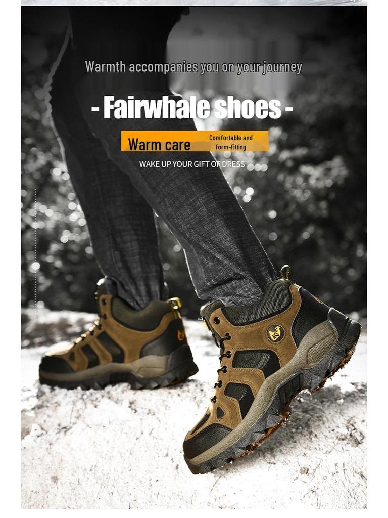 Mid-Top Cotton Outdoor Hiking Shoes - Warm, Unisex, Plus Sizes, Dad Style