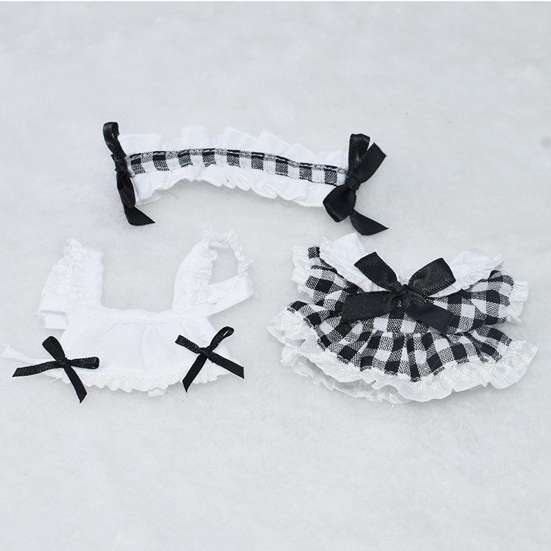 

10x20cm Plaid Cotton Doll Outfit for Chubby Body Dolls 20cm