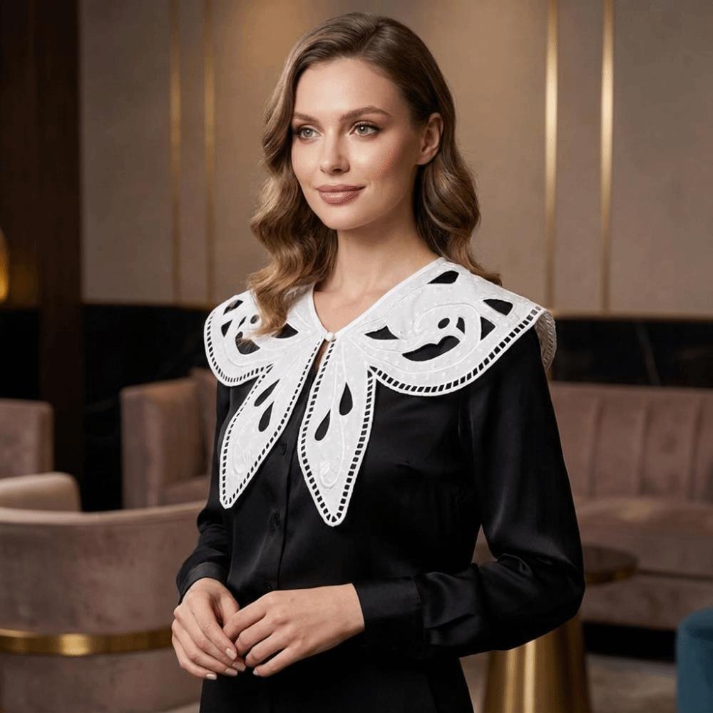 Detachable Embroidered Lace Fake Collar Polyester Decorative Fake Collar New Floral Collar Dresses