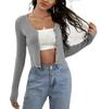 Autumn Winter Ribbed Strip Knitted Button Front Cardigan Women's Sweater Luxurious Relaxed-fit Slimming and Versatile Top