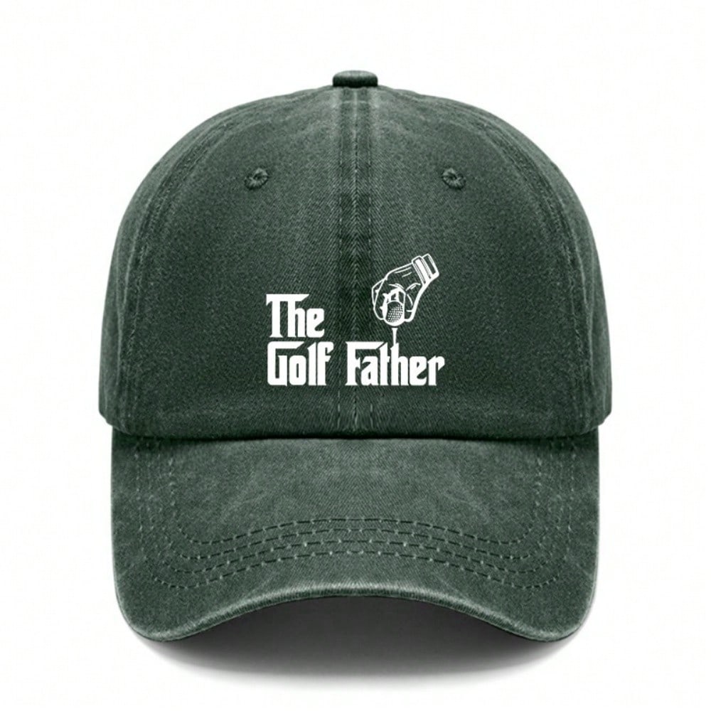 [Vintage Baseball Cap] The Golf Father Print Polyester Soft Adjustable Curved Brim Casual Outdoor Sports Golf Hat For Dad Gift
