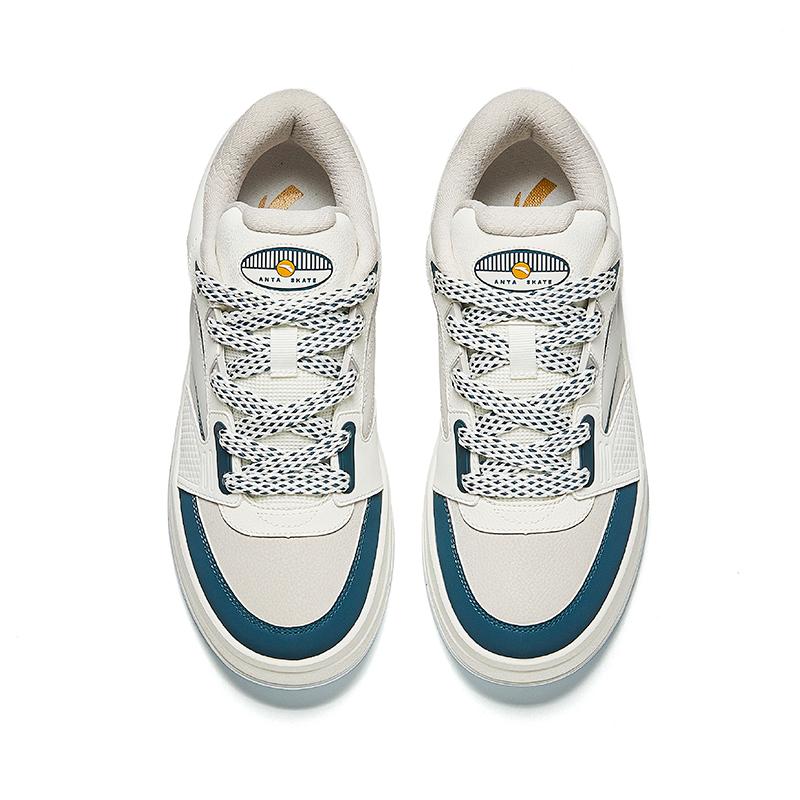 Anta Aoyou Trendy Versatile Height-Increasing Lightweight Low-Top Skate Shoes Men sneaker Ivory-White 912438012-4