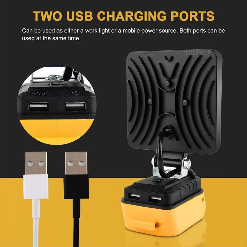 Portable LED Work Lights For Dewalt 18V 20V Lithium Battery 4 Inch Spotlight With USB Flashlight Emergency Lights Lighting Tool