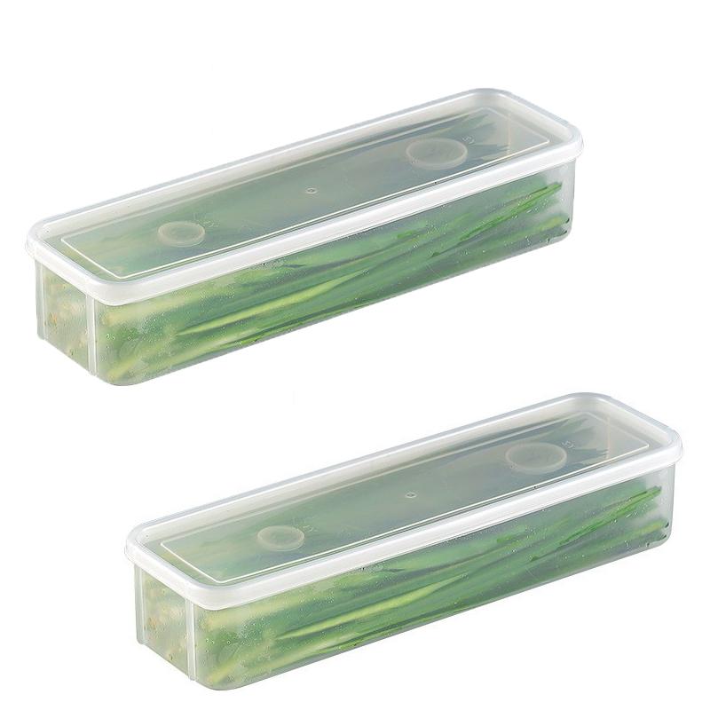 1/2/4 Stück Lange Rechteckige Lebensmittelaufbewahrungsbehälter, Wiederverwendbare Kunststoff-Kühlschrank-Organizer-Boxen für Kräuter, Gemüse, Nudeln