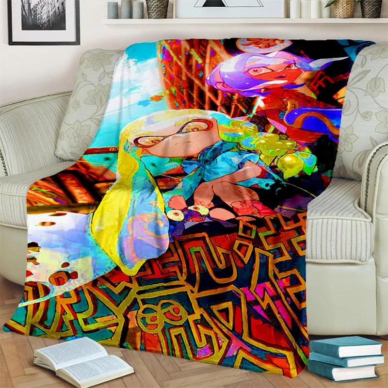 Cartoon PC Gamer 3D Games Splatoon Blanket,Soft Throw Blanket for Home Bedroom Bed Sofa Picnic Travel Office Cover Blanket Kids