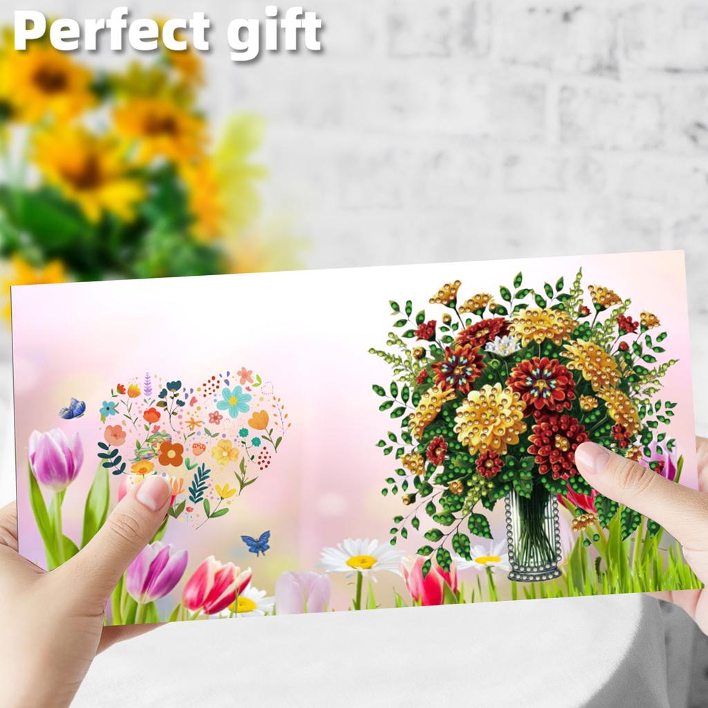 12Pcs DIY Diamond Painting Greeting Card Kit Diamond Art Painting Greeting Cards for Beginner Adult Birthday Holiday Blessing