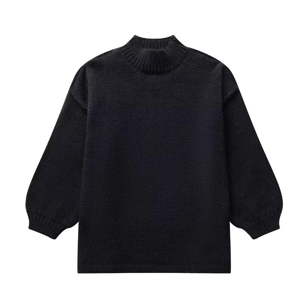2024 Autumn/Winter Women's Stand-up Collar Knitted Sweater - American Blogger Style, Korean Version