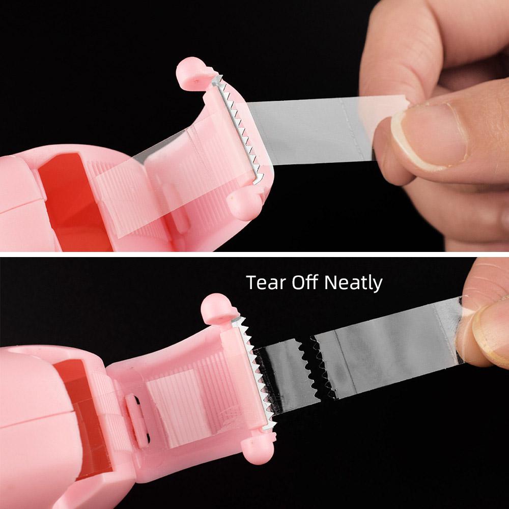 Eyelash Extensions Tape Dispenser Cutter Refill Tool Professional Lash Extension Supplies Portable Reusable Pink Makeup Accessory for Salon Home Use